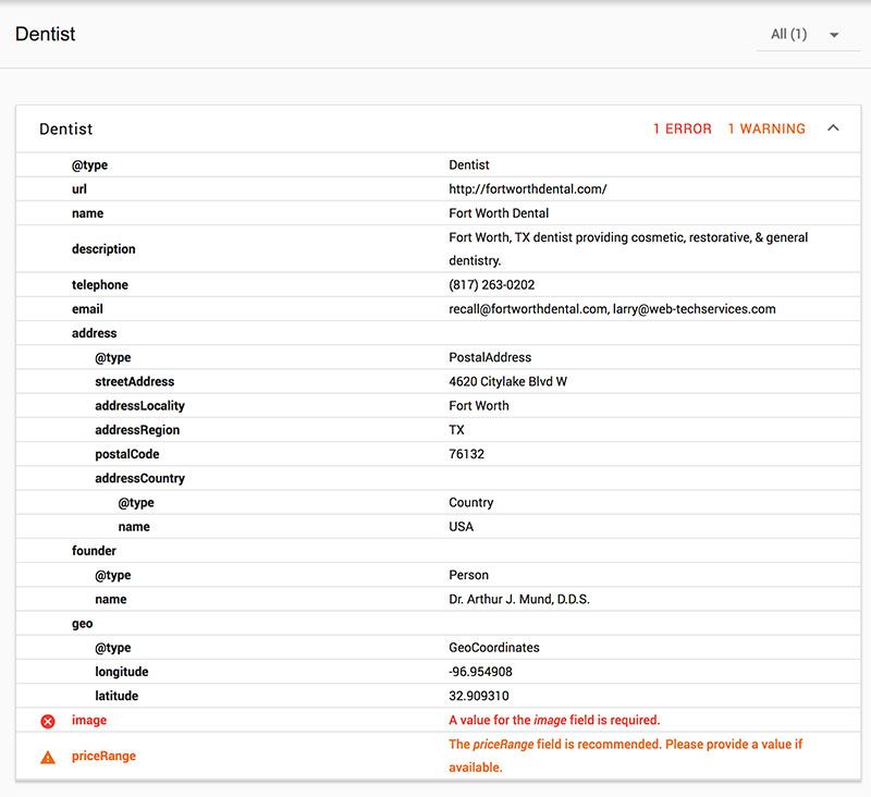 Dental Schema Markup